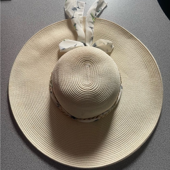 HBY Miami Paper Straw Floppy Scarf Hat O/S - Picture 10 of 16